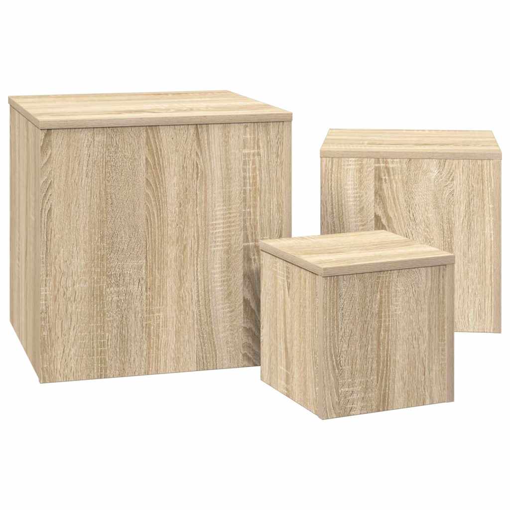 vidaXL Side Table | Set of 3 | Sonoma Oak | Engineered Wood 5