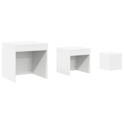 vidaXL Nesting Table | Set of 3 | White | Engineered wood | Small | Stackable 2