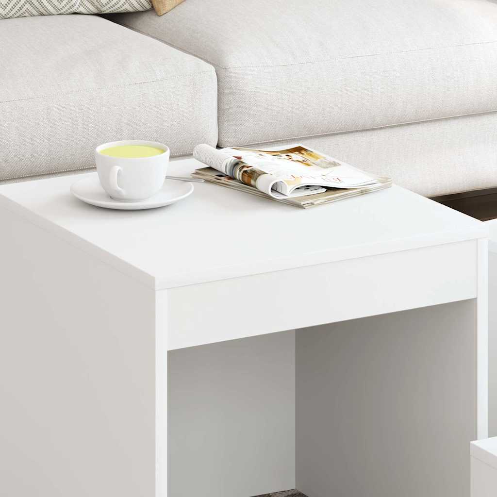 vidaXL Nesting Table | Set of 3 | White | Engineered wood | Small | Stackable 3