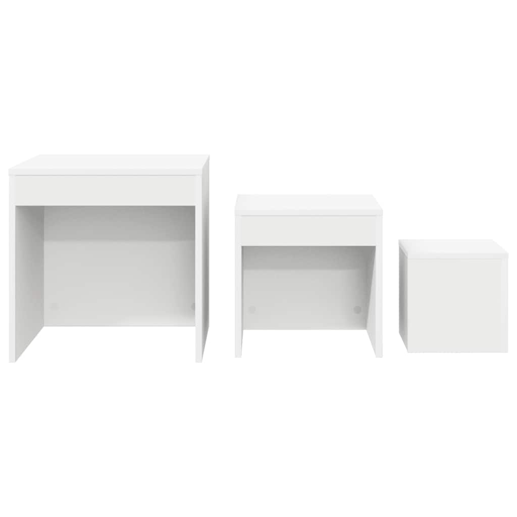 vidaXL Nesting Table | Set of 3 | White | Engineered wood | Small | Stackable 5