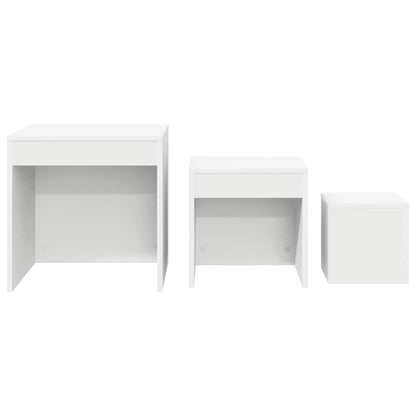 vidaXL Nesting Table | Set of 3 | White | Engineered wood | Small | Stackable 5