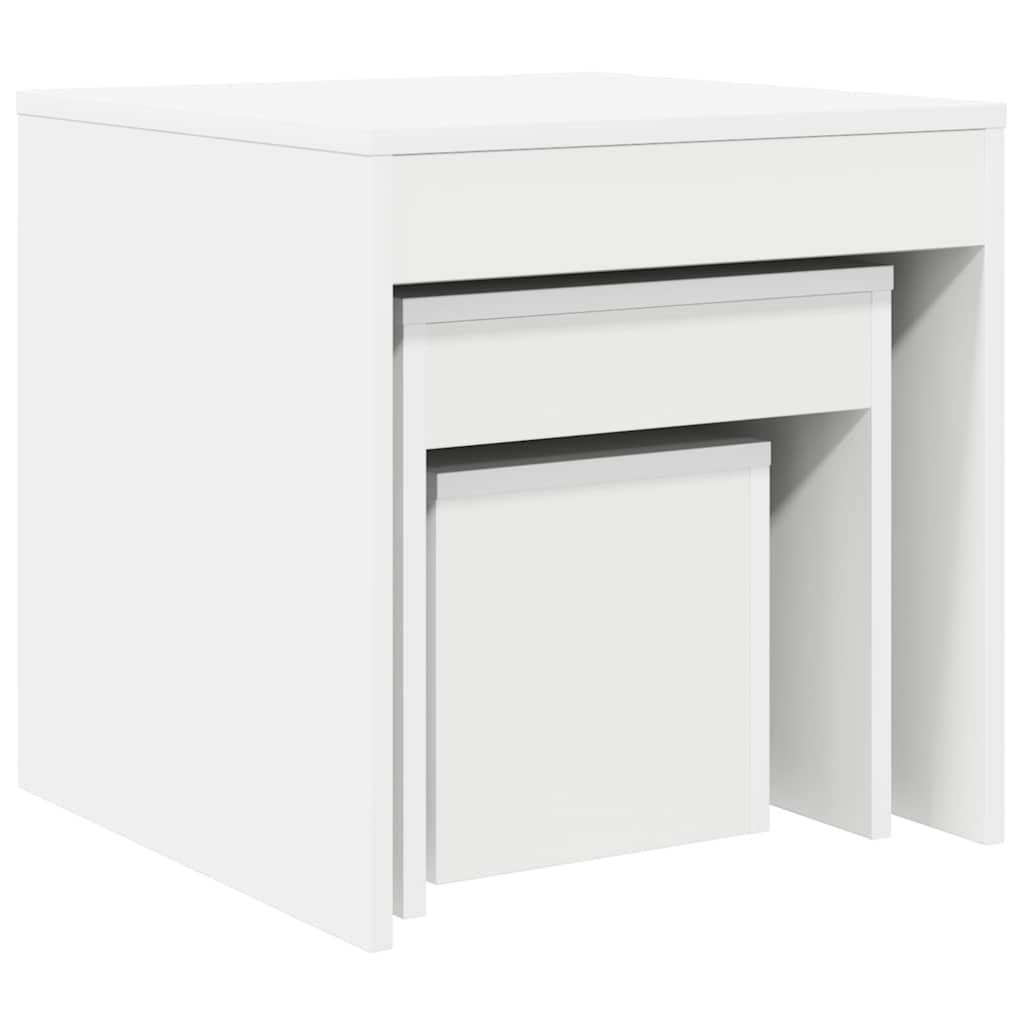 vidaXL Nesting Table | Set of 3 | White | Engineered wood | Small | Stackable 6