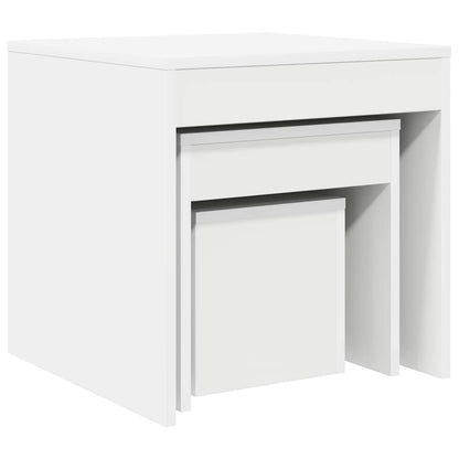 vidaXL Nesting Table | Set of 3 | White | Engineered wood | Small | Stackable 6