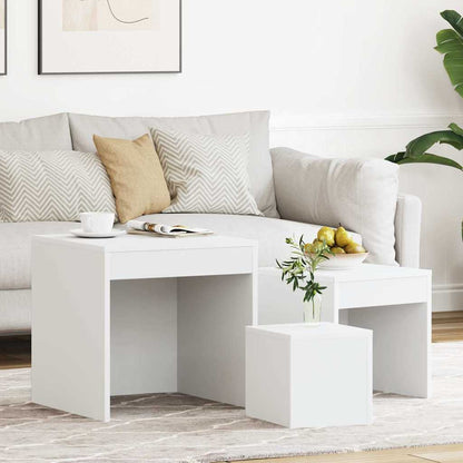 vidaXL Nesting Table | Set of 3 | White | Engineered wood | Small | Stackable 1