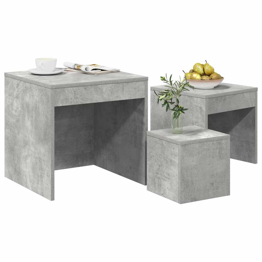 vidaXL Nesting Table | Set of 3 | Concrete grey | Engineered wood 4