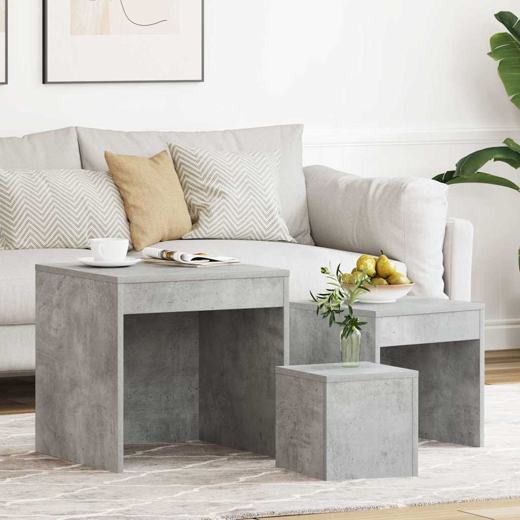 vidaXL Nesting Table | Set of 3 | Concrete grey | Engineered wood 1