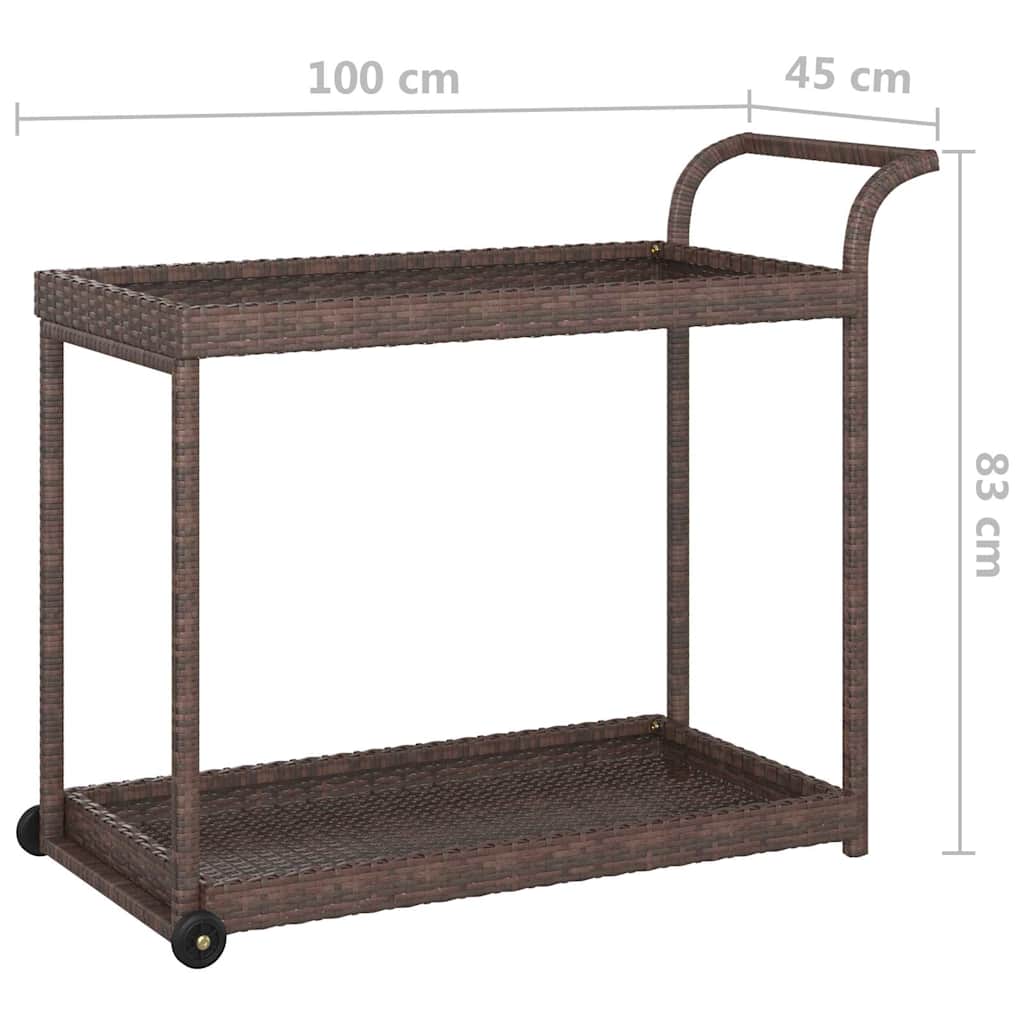 vidaXL Bar Cart Brown 100x45x83 cm Poly Rattan 6