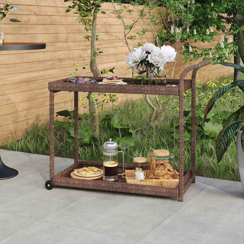vidaXL Bar Cart Brown 100x45x83 cm Poly Rattan 1