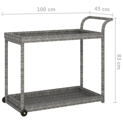 vidaXL Bar Cart Grey 100x45x83 cm Poly Rattan 6