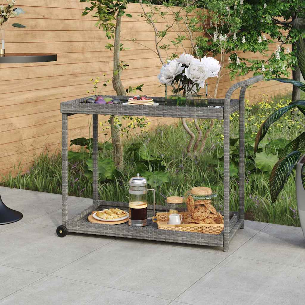 vidaXL Bar Cart Grey 100x45x83 cm Poly Rattan 1