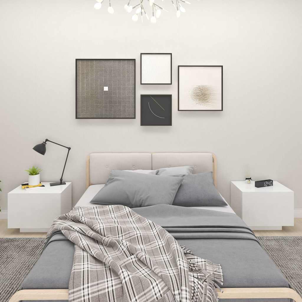 vidaXL Bedside Cabinet | White | Engineered Wood | Medium | Bedside Cabinet 1