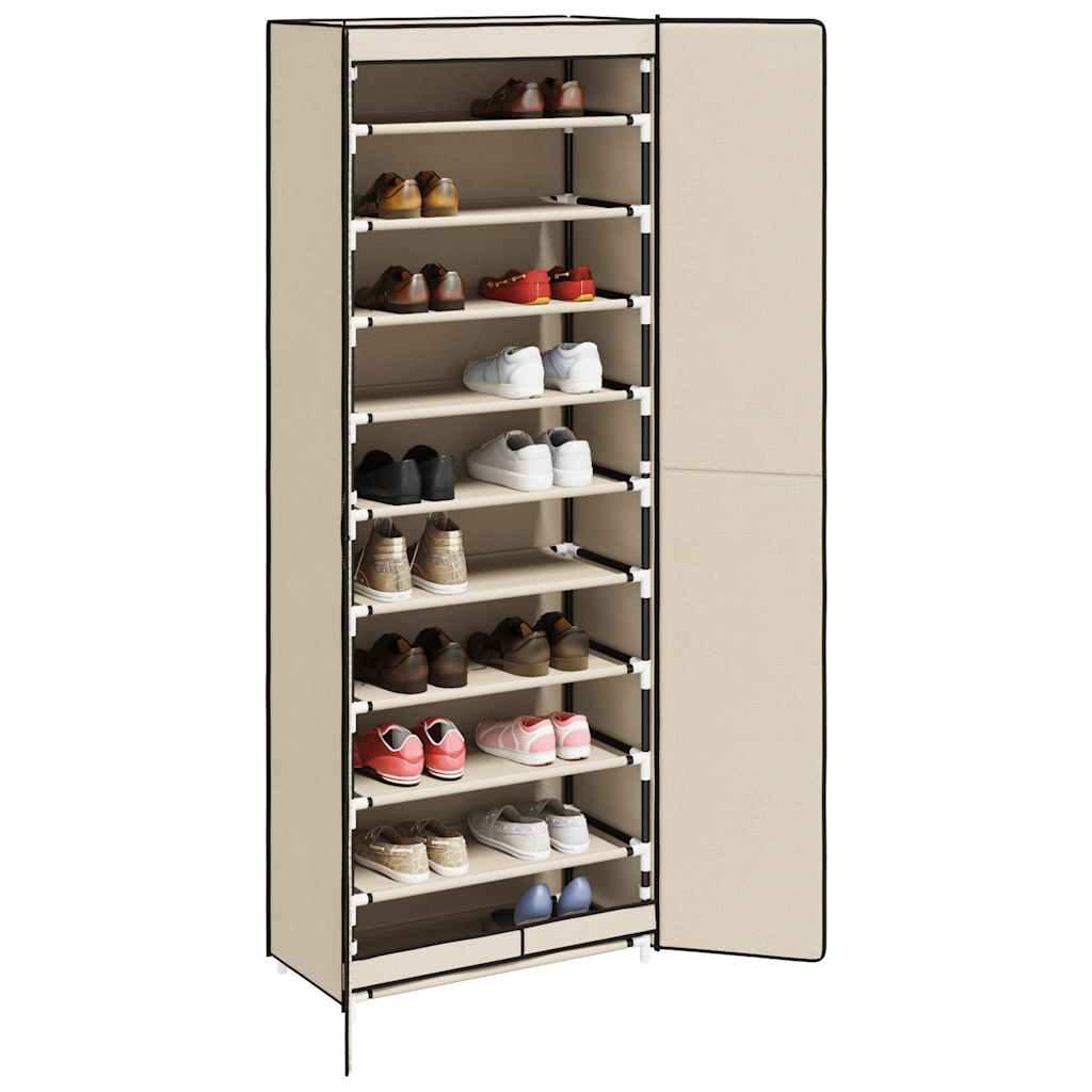 vidaXL Shoe Rack | Cream | Fabric, Steel | Large | Shoe Storage Cabinet 3