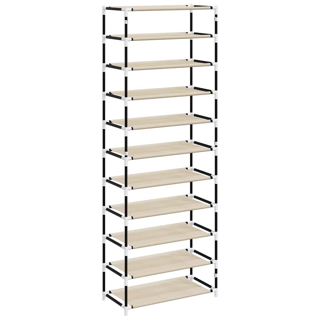 vidaXL Shoe Rack | Cream | Fabric, Steel | Large | Shoe Storage Cabinet 5