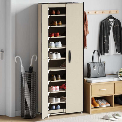 vidaXL Shoe Rack | Cream | Fabric, Steel | Large | Shoe Storage Cabinet 1