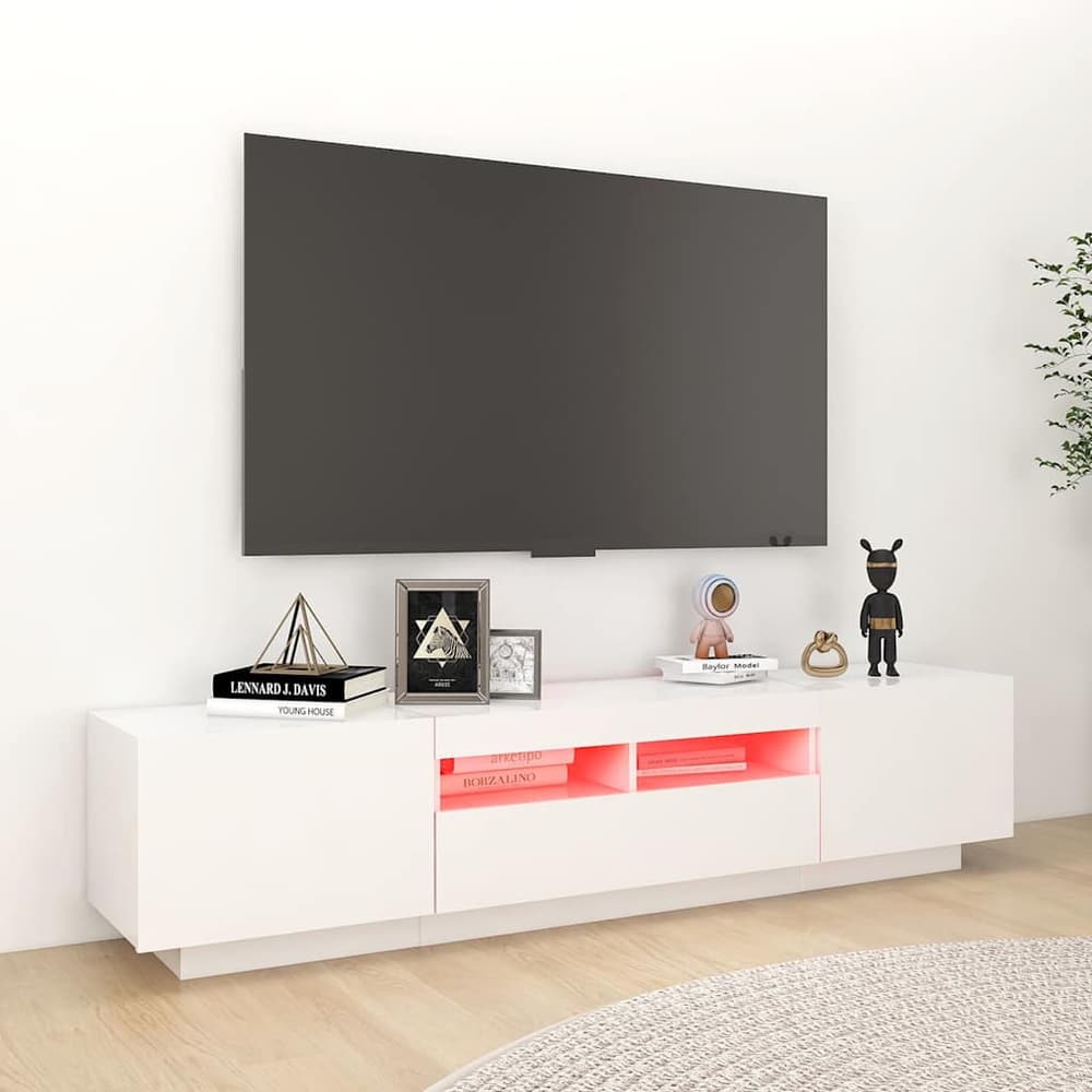 TV Cabinet with LED Lights 180x35x40 cm White