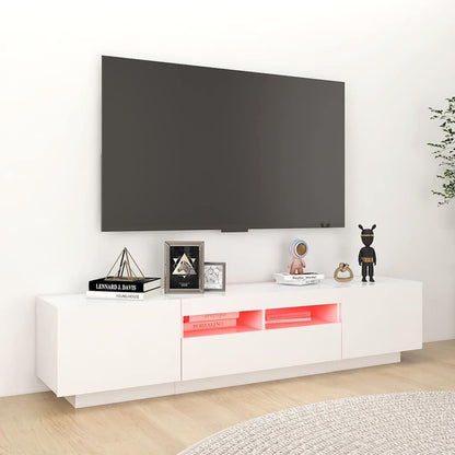 TV Cabinet with LED Lights 180x35x40 cm White