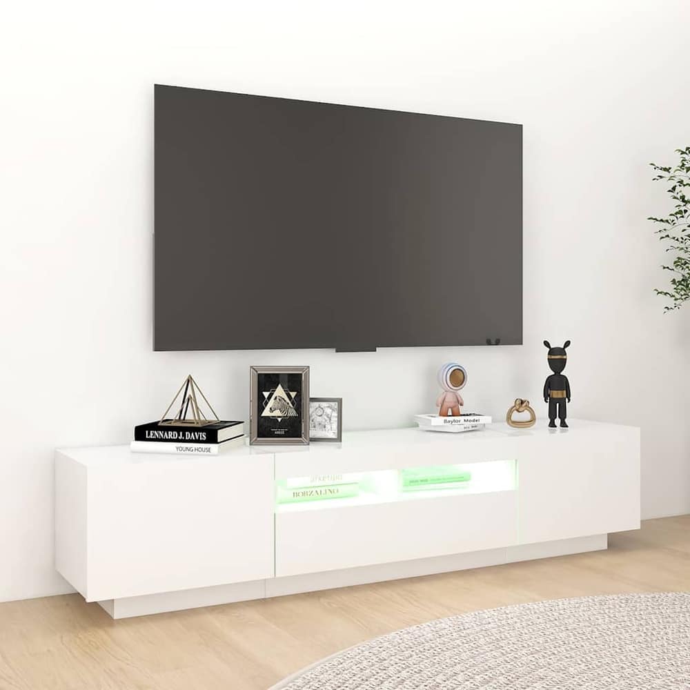 TV Cabinet with LED Lights 180x35x40 cm White