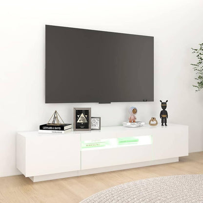TV Cabinet with LED Lights 180x35x40 cm White