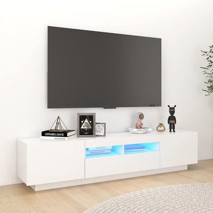 TV Cabinet with LED Lights 180x35x40 cm White
