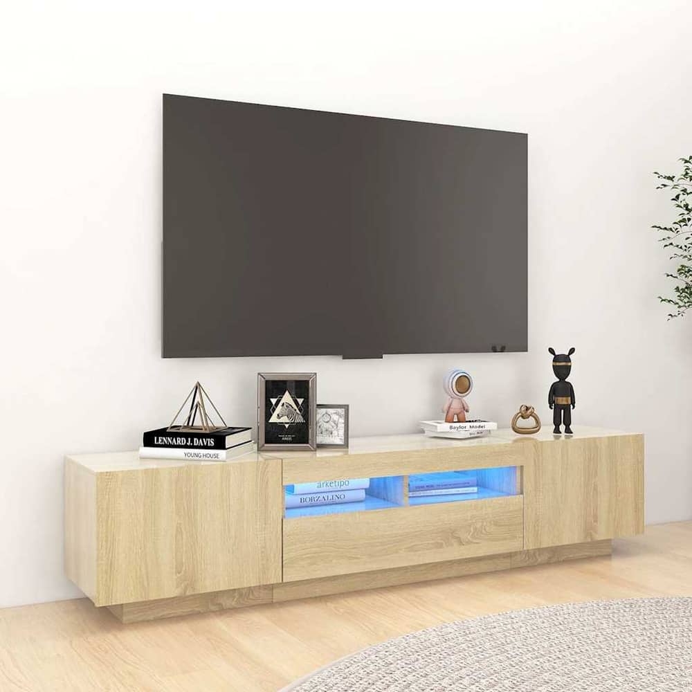 TV Cabinet with LED Lights 180x35x40 cm Sonoma oak