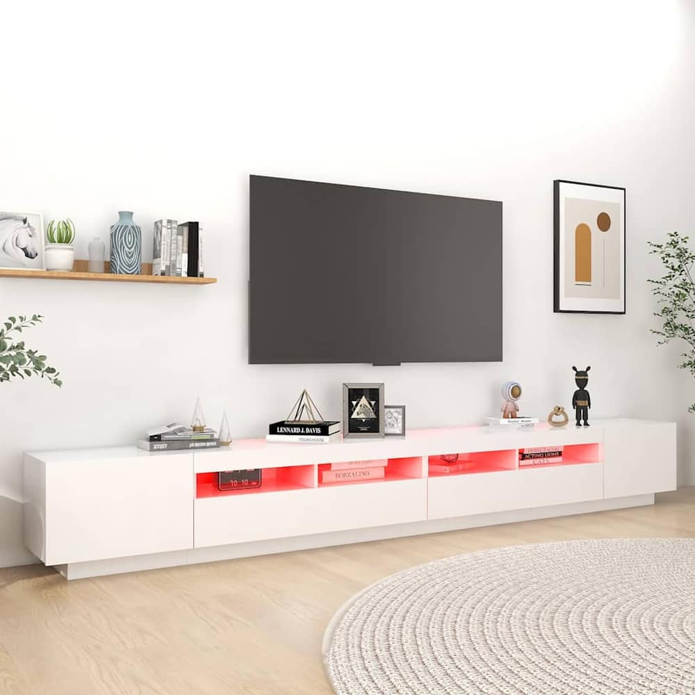 TV Cabinet with LED Lights 300x35x40 cm White