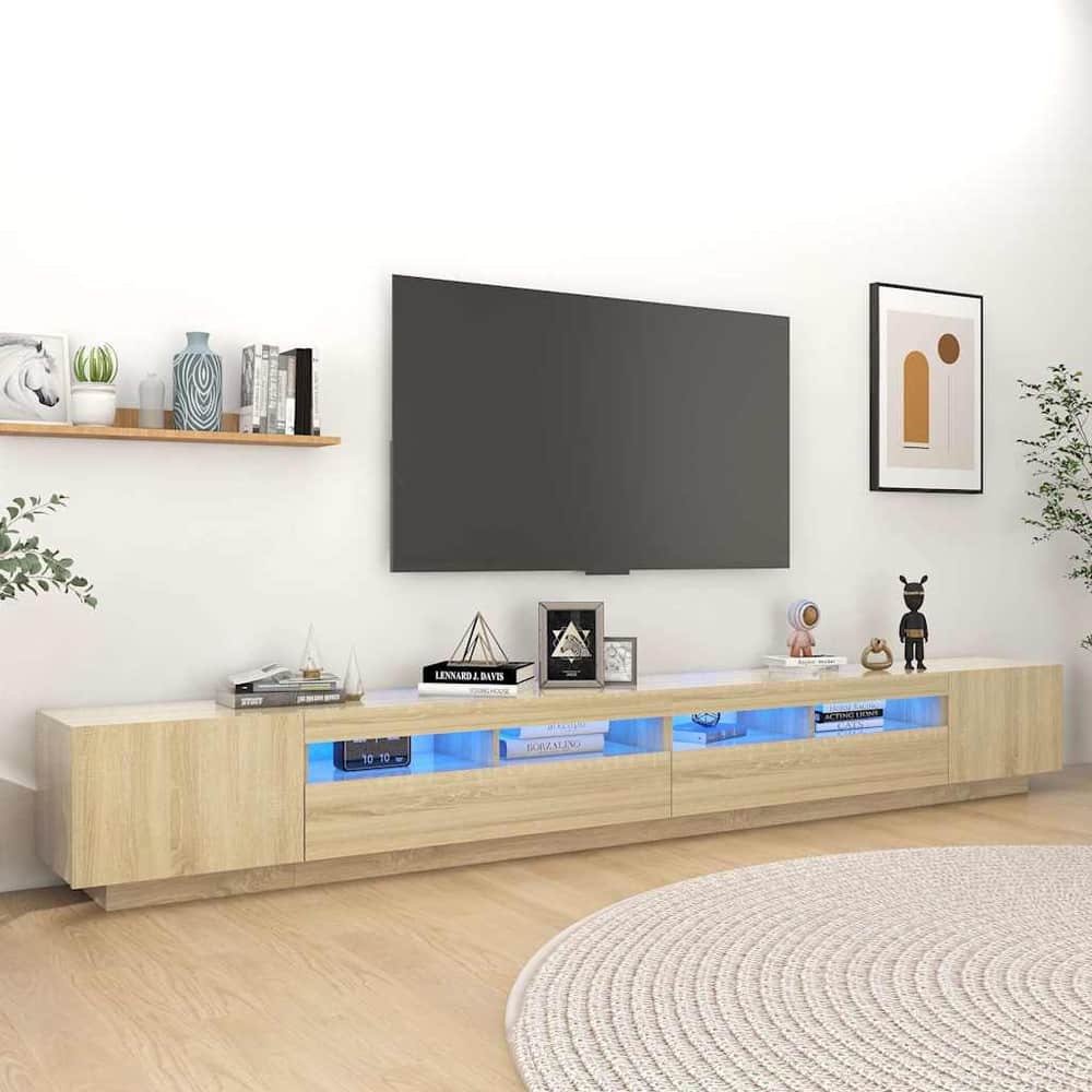 TV Cabinet with LED Lights 300x35x40 cm Sonoma oak