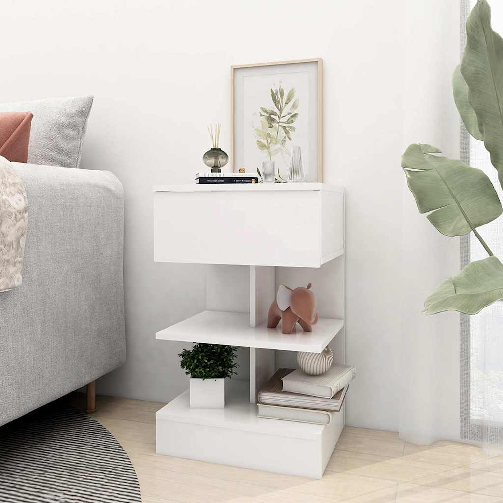808648 vidaXL Bedside Cabinet White 40x35x65 cm Engineered Wood 3