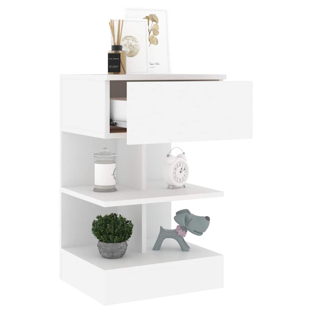 808648 vidaXL Bedside Cabinet White 40x35x65 cm Engineered Wood 6