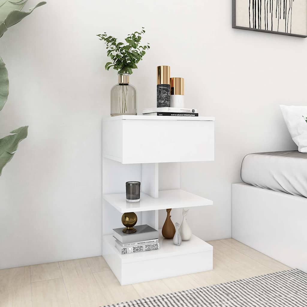 808648 vidaXL Bedside Cabinet White 40x35x65 cm Engineered Wood 1