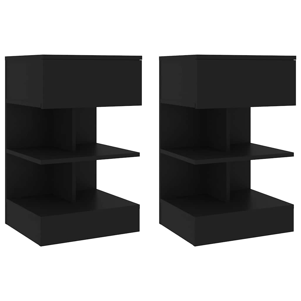 808651 vidaXL Bedside Cabinets 2 pcs Black 40x35x65 cm 2