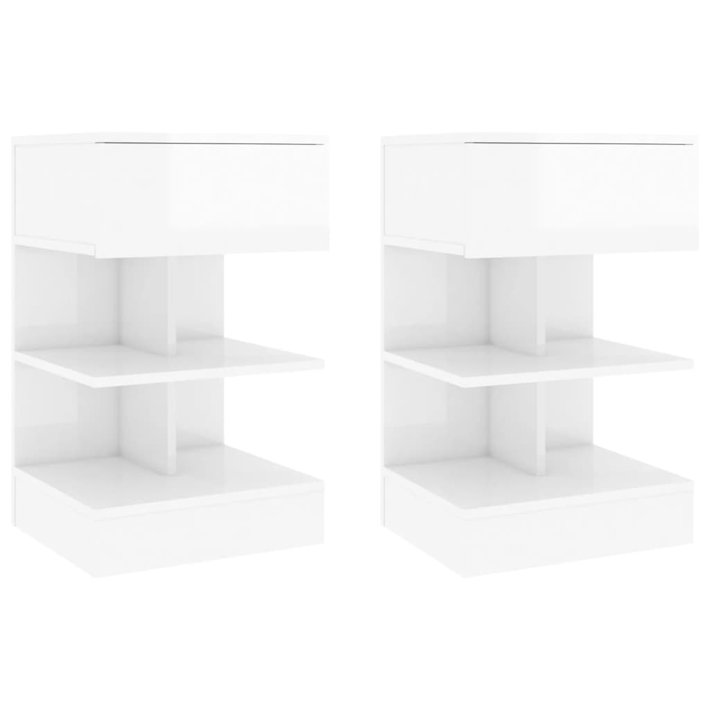 808661 vidaXL Bedside Cabinets 2 pcs High Gloss White 40x35x65 cm 2