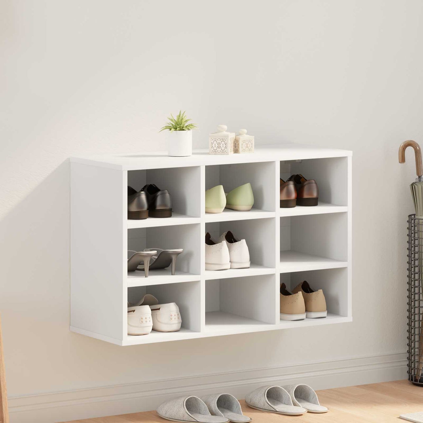 vidaXL Shoe Cabinet 77.5 x 30 x 51 cm Engineered Wood White 1