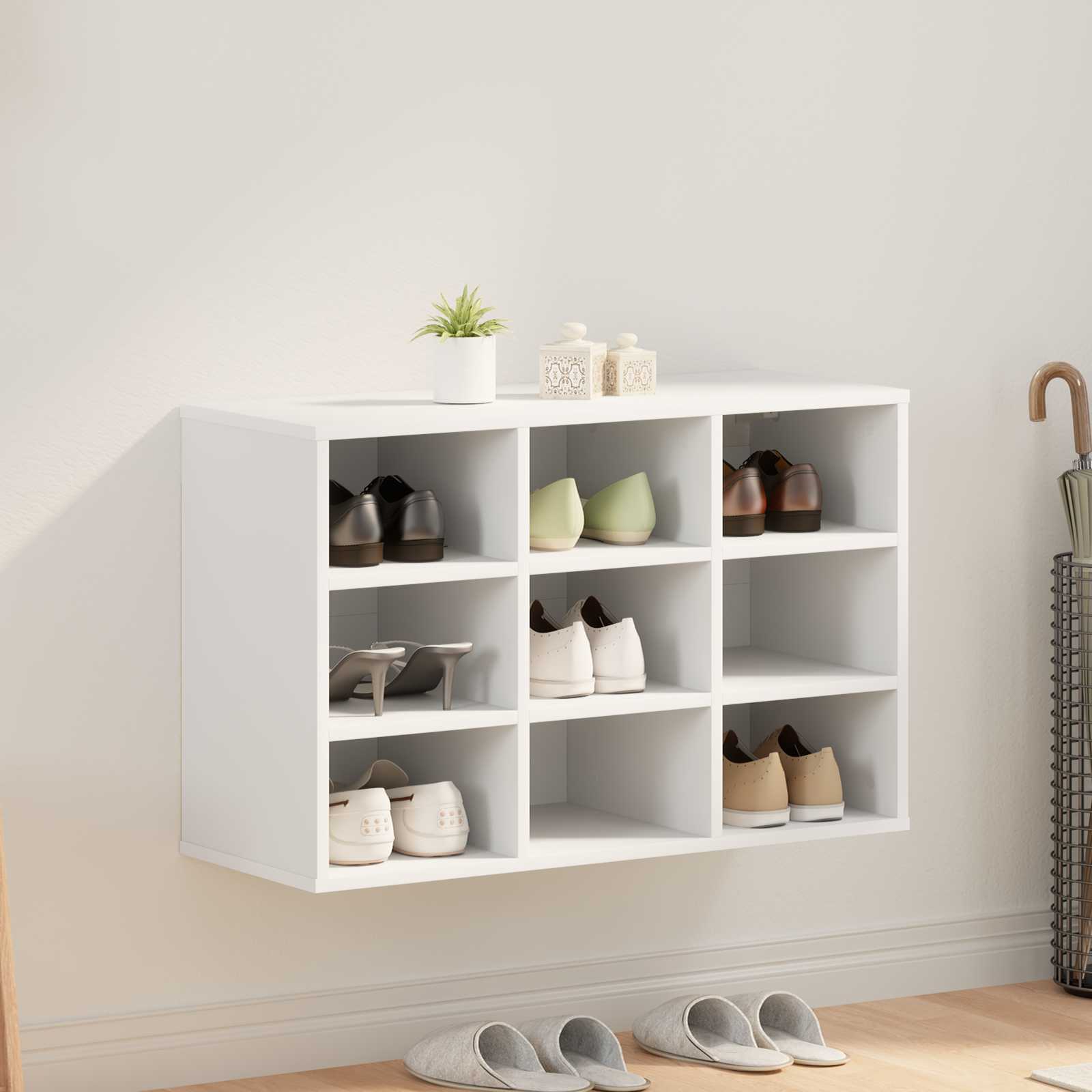 vidaXL Shoe Cabinet 77.5 x 30 x 51 cm Engineered Wood White 1