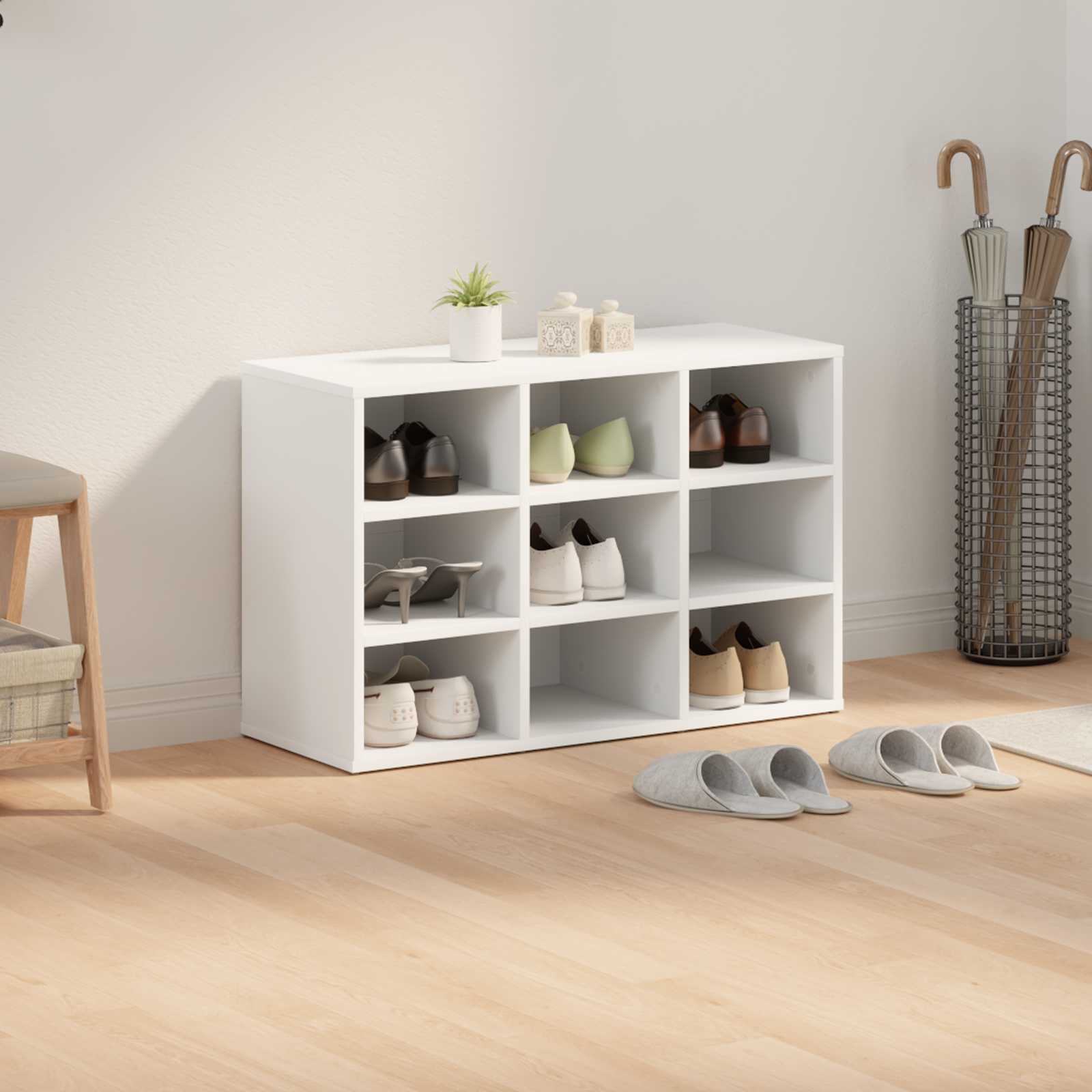 vidaXL Shoe Cabinet 77.5 x 30 x 51 cm Engineered Wood White 4