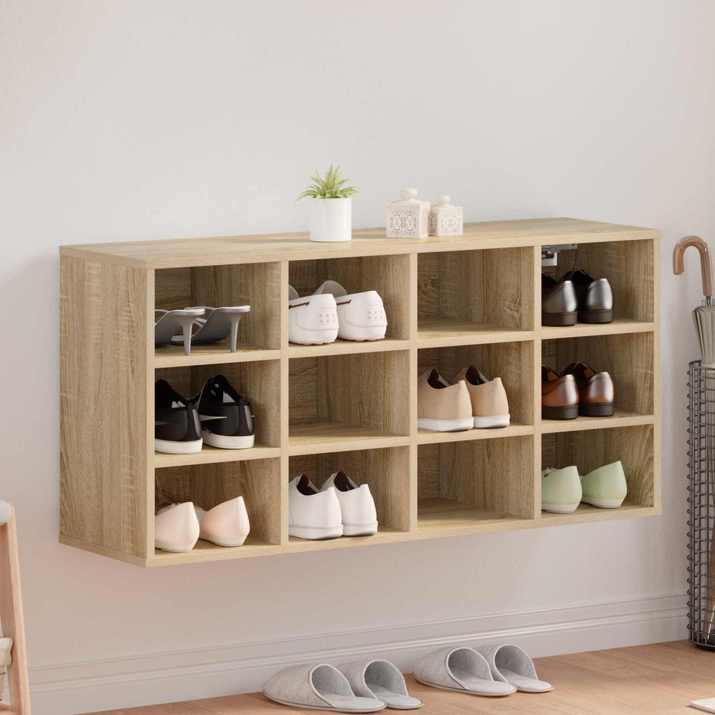vidaXL Shoe Cabinet 103 x 30 x 51 cm Engineered Wood Sonoma Oak 1