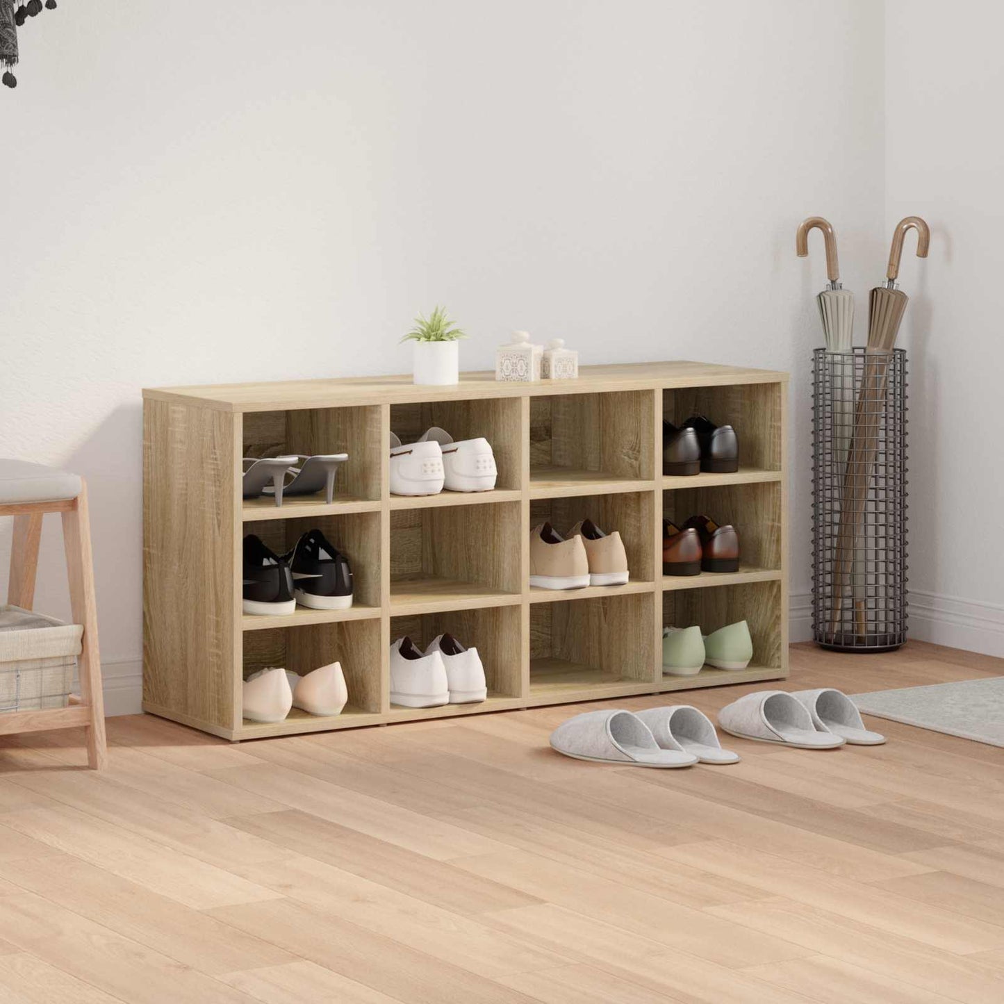 vidaXL Shoe Cabinet 103 x 30 x 51 cm Engineered Wood Sonoma Oak 4
