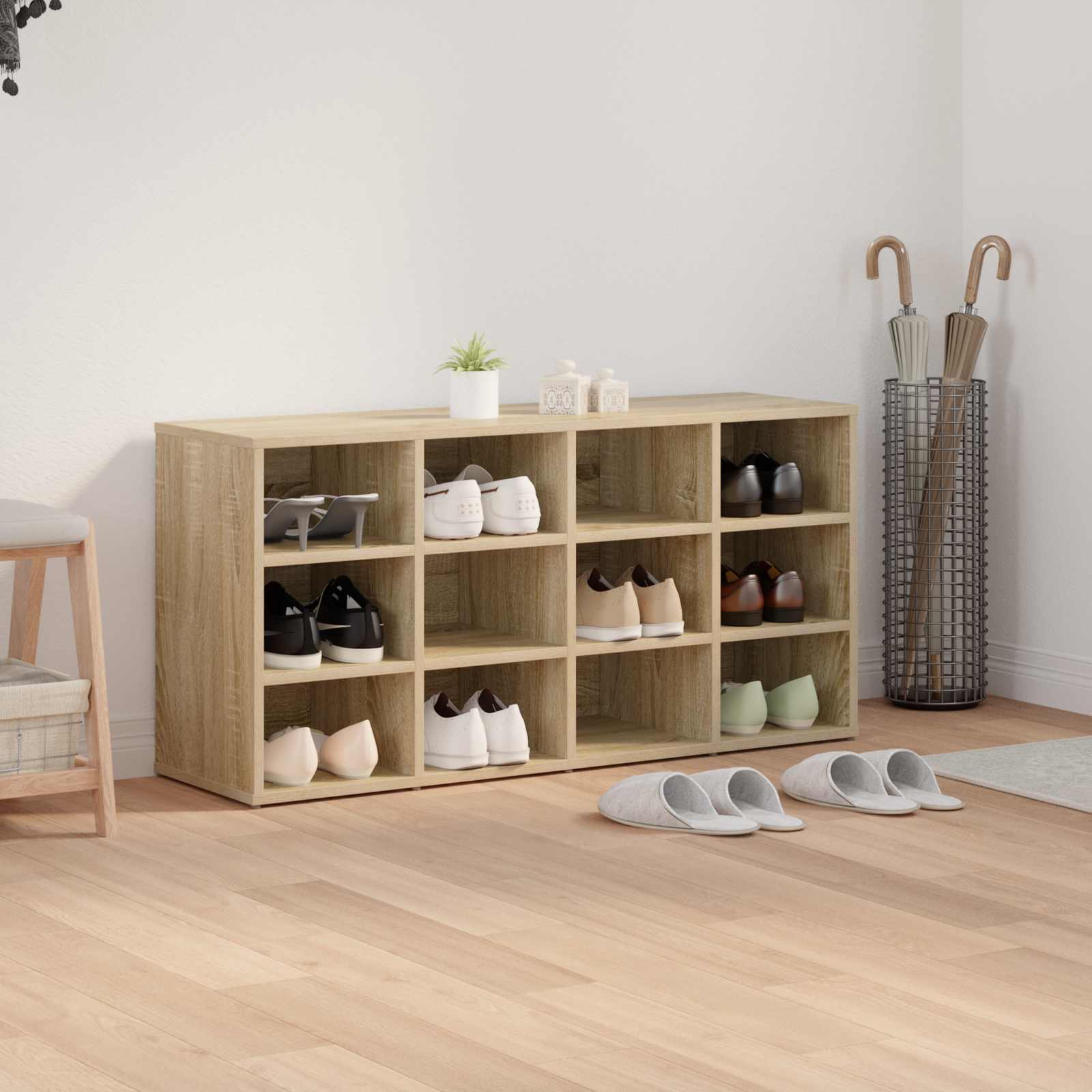 vidaXL Shoe Cabinet 103 x 30 x 51 cm Engineered Wood Sonoma Oak 4