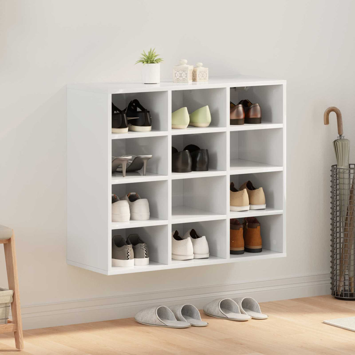 vidaXL Shoe Cabinet Engineered Wood Width 77.5 cm