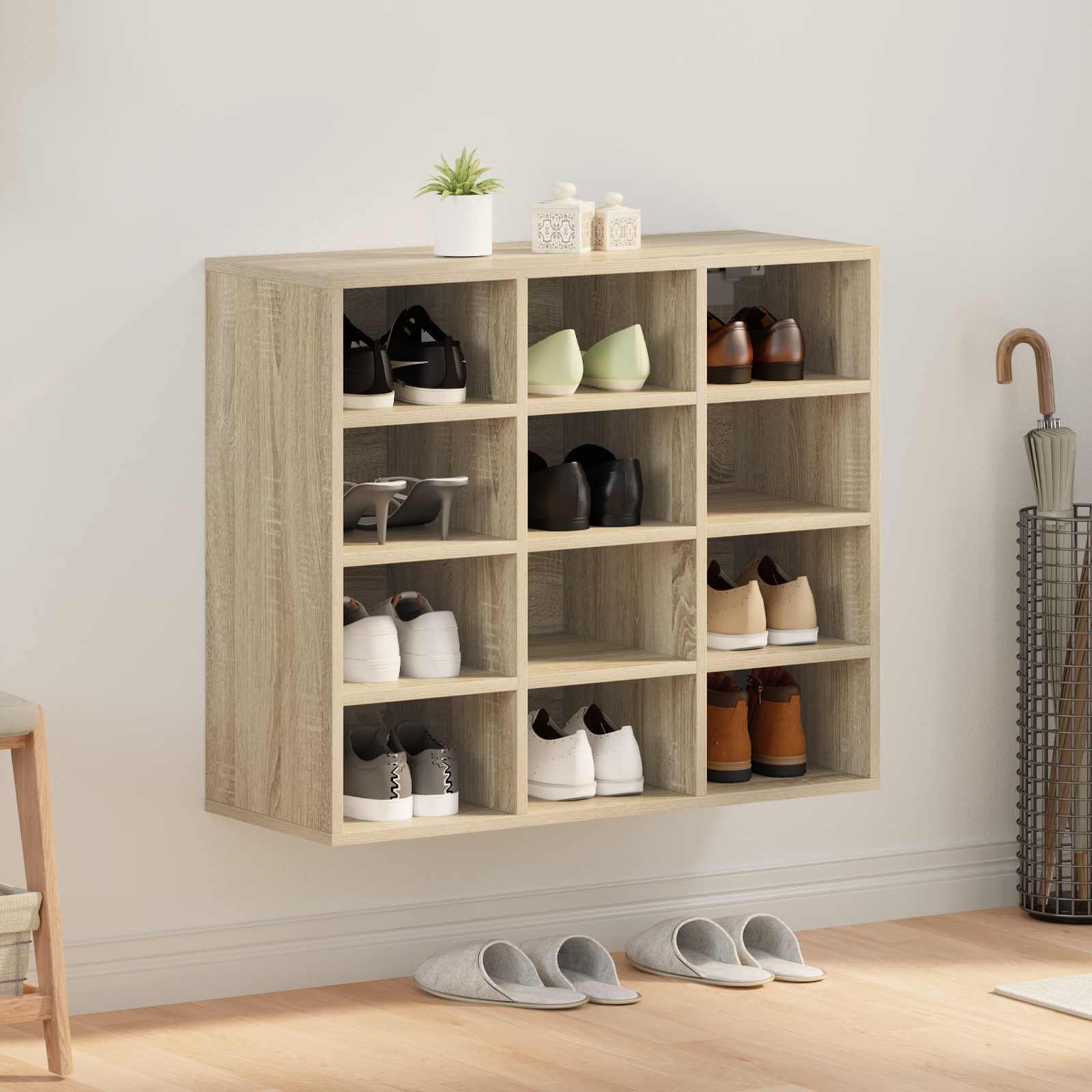 vidaXL Shoe Cabinet 77.5 x 30 x 67 cm Engineered Wood Sonoma Oak 1