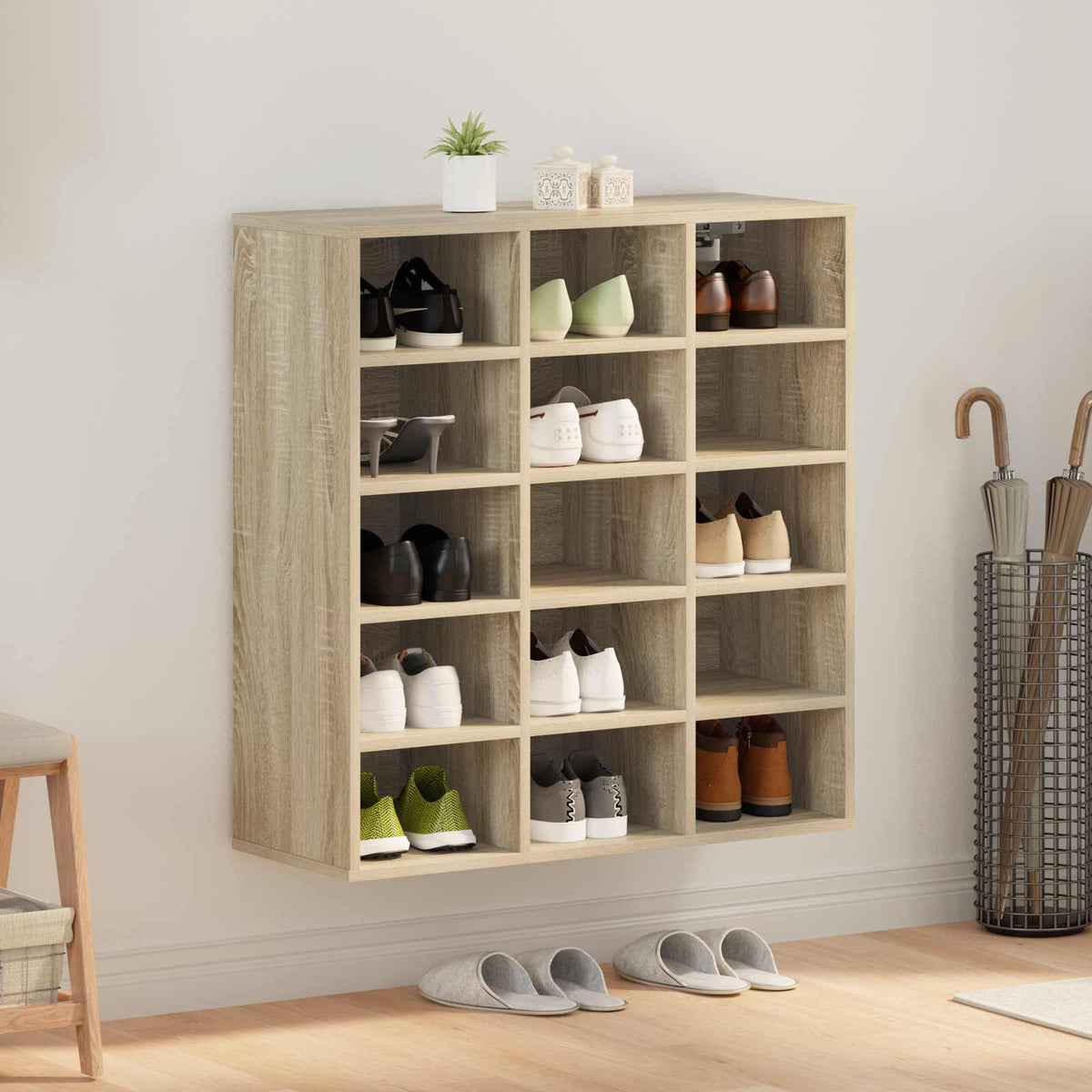 vidaXL Shoe Cabinet Engineered Wood Width 77.5 cm