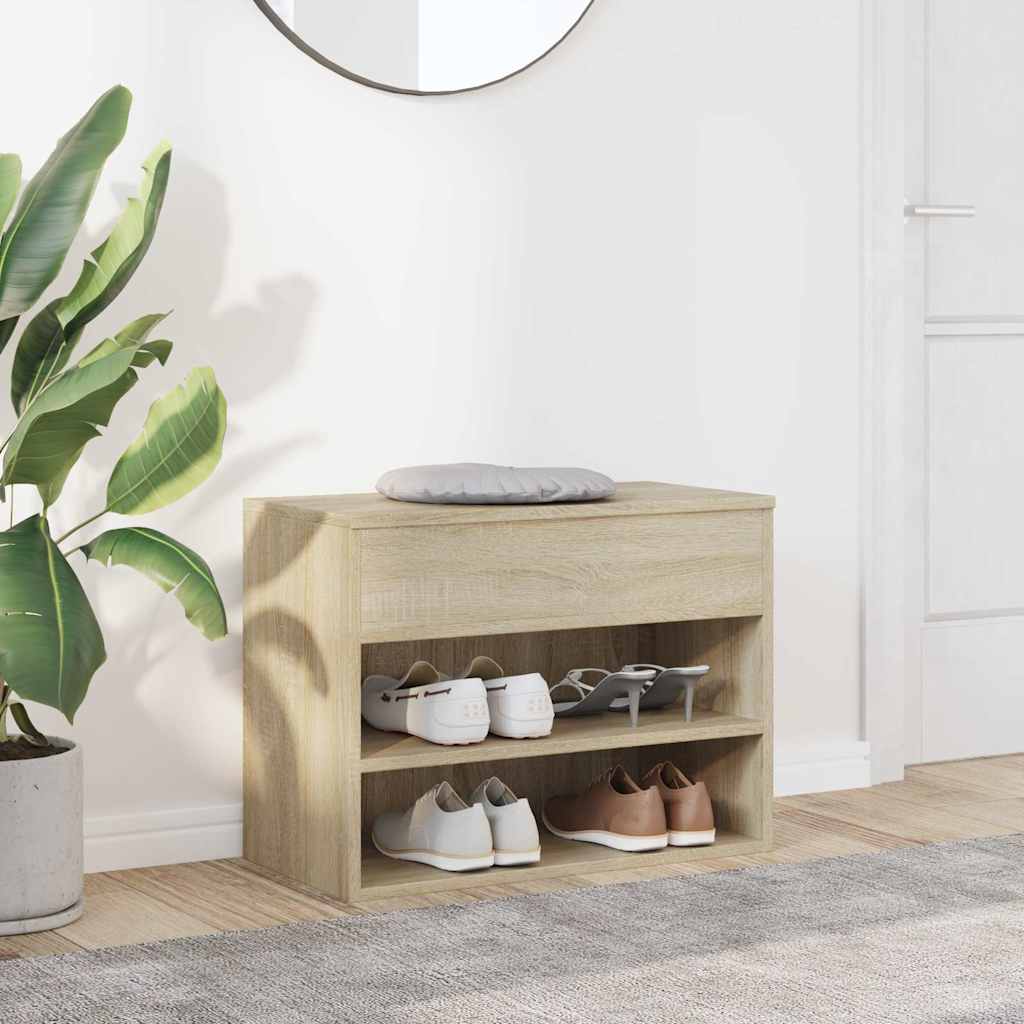 808741 vidaXL Shoe Bench Sonoma Oak 60x30x45 cm Engineered Wood 3