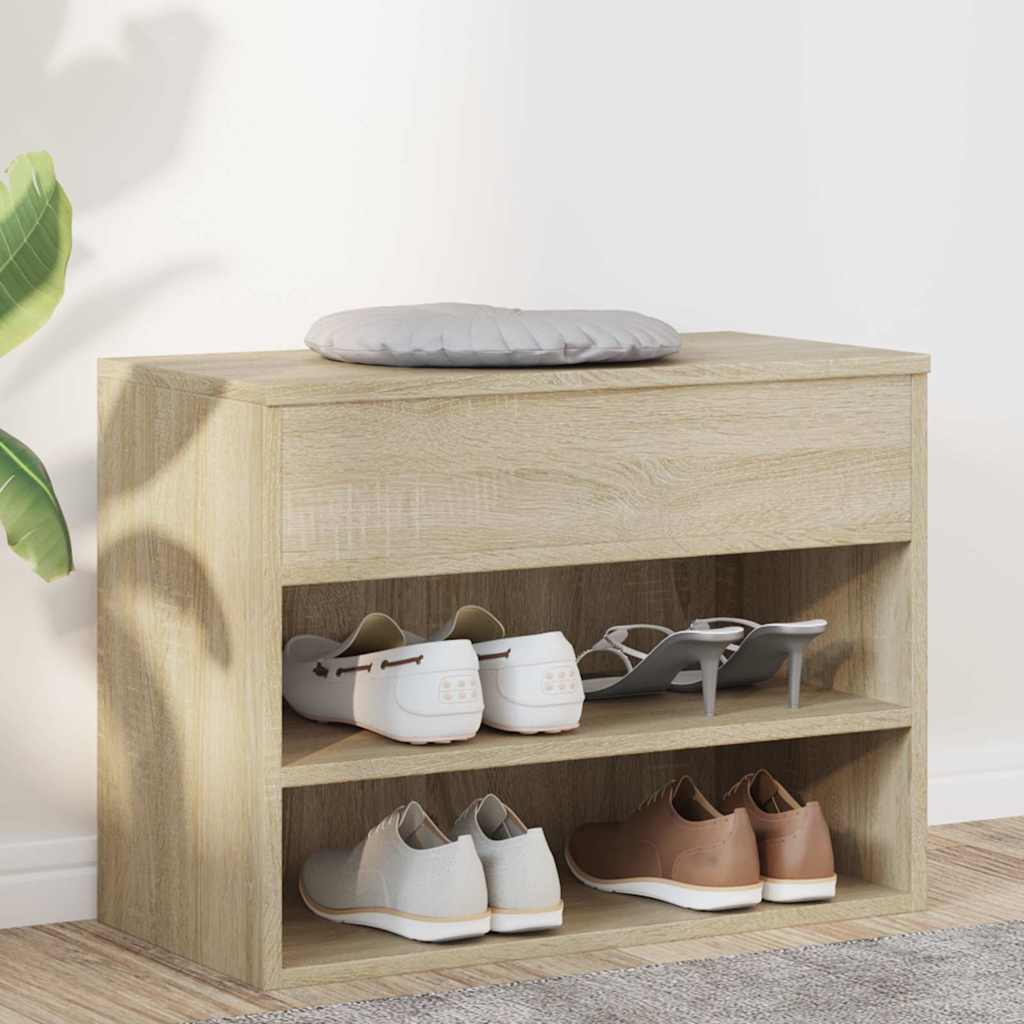 808741 vidaXL Shoe Bench Sonoma Oak 60x30x45 cm Engineered Wood 1