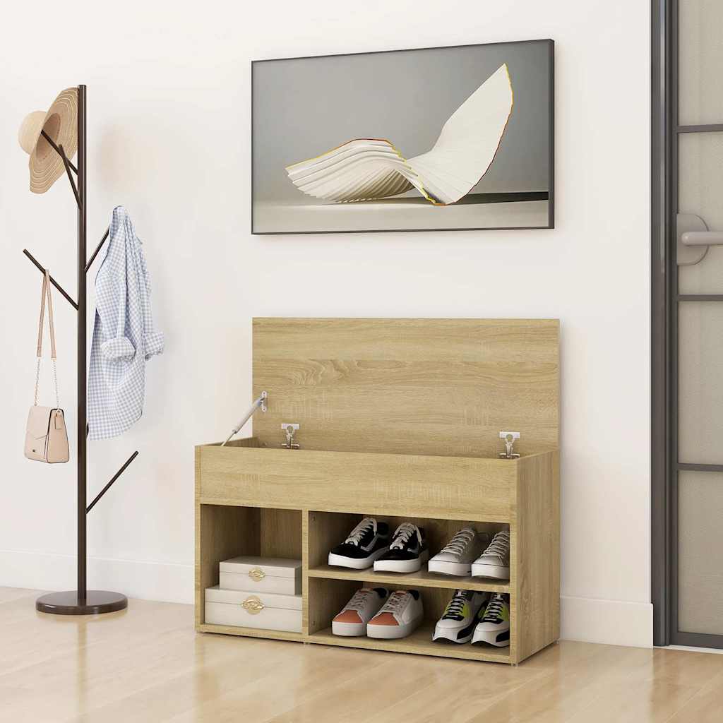 808750 vidaXL Shoe Bench Sonoma Oak 80x30x45 cm Engineered Wood 3