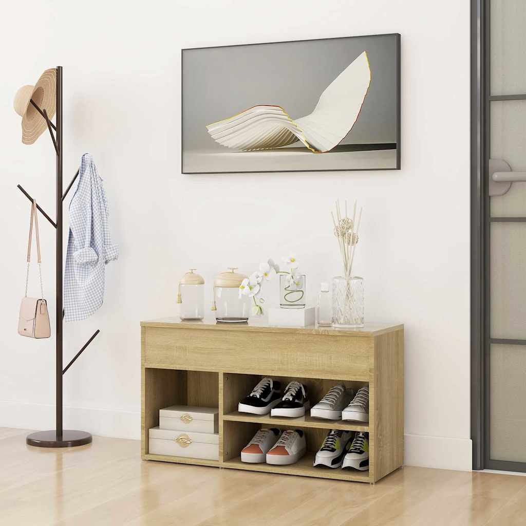 808750 vidaXL Shoe Bench Sonoma Oak 80x30x45 cm Engineered Wood 1