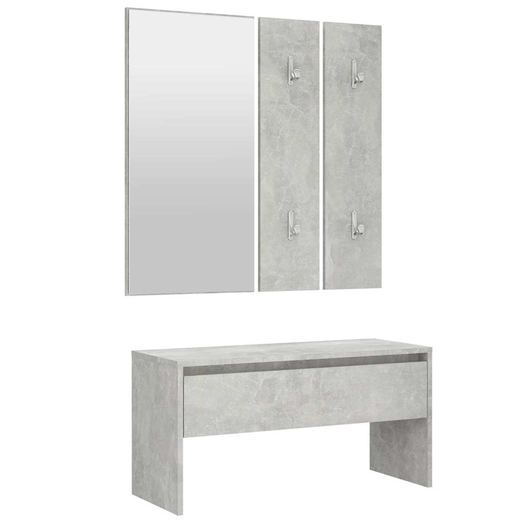 vidaXL Hallway Furniture Set | Concrete grey | Engineered wood, acrylic 2