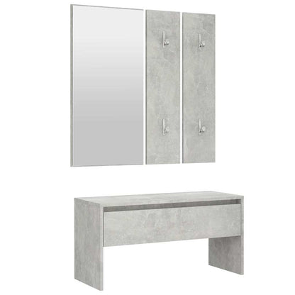 vidaXL Hallway Furniture Set | Concrete grey | Engineered wood, acrylic 2