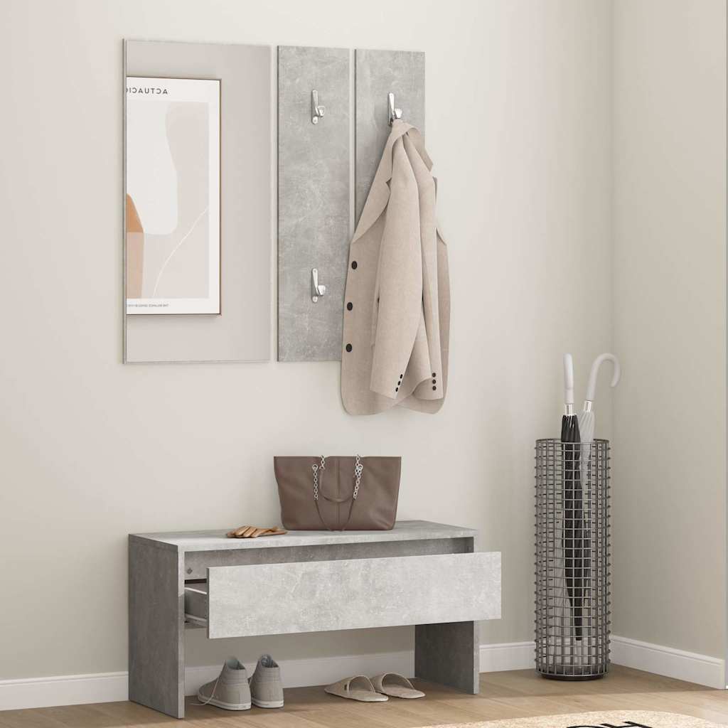 vidaXL Hallway Furniture Set | Concrete grey | Engineered wood, acrylic 3