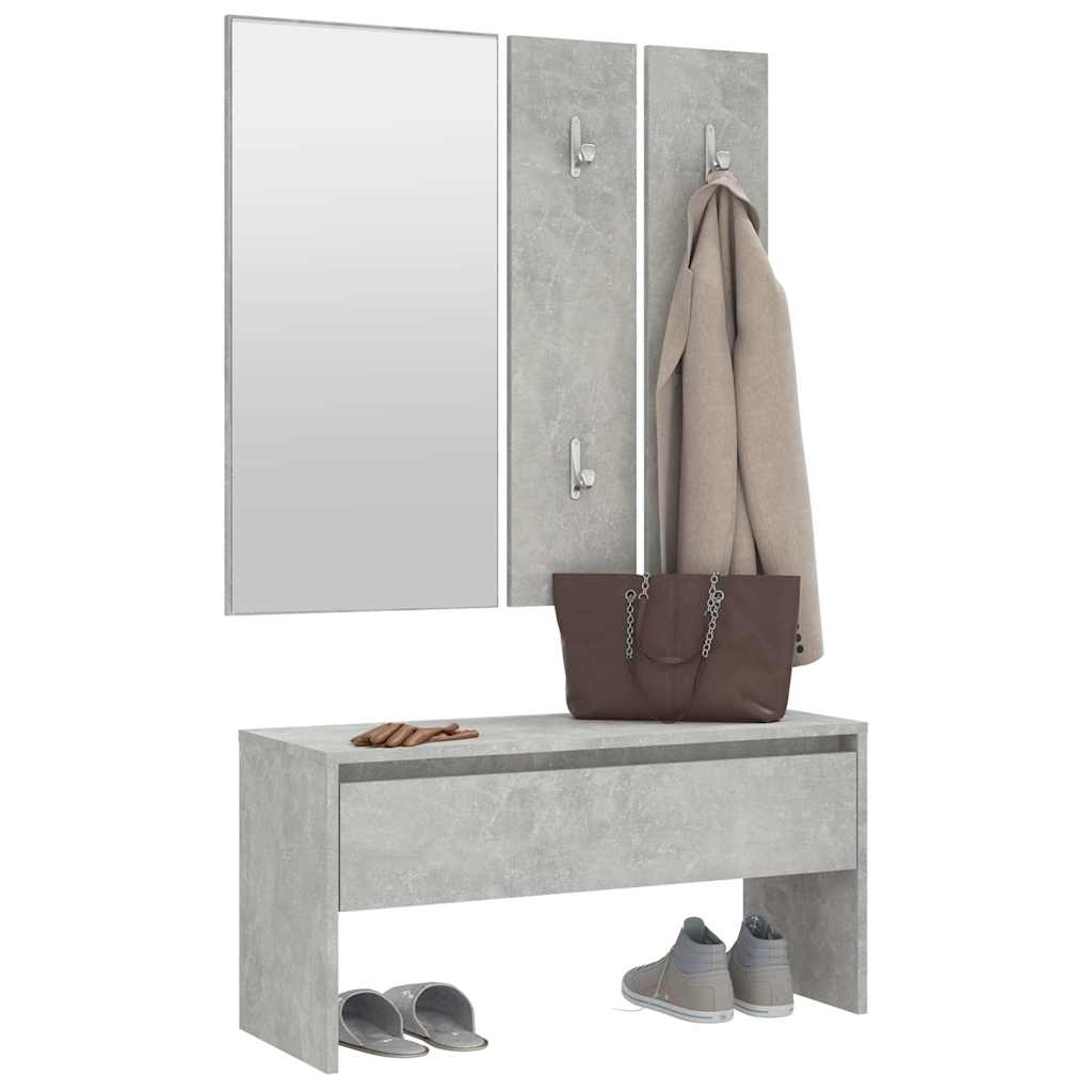 vidaXL Hallway Furniture Set | Concrete grey | Engineered wood, acrylic 4