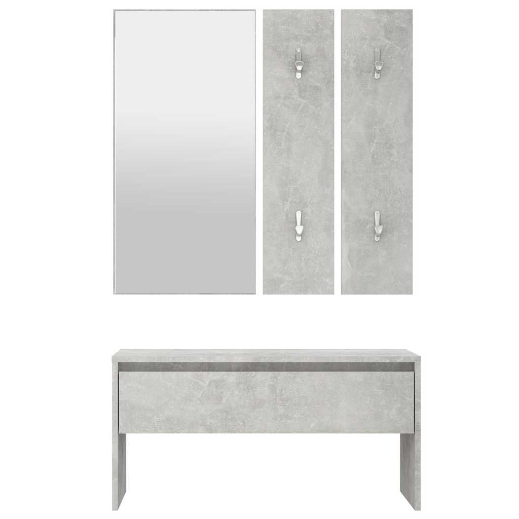 vidaXL Hallway Furniture Set | Concrete grey | Engineered wood, acrylic 5