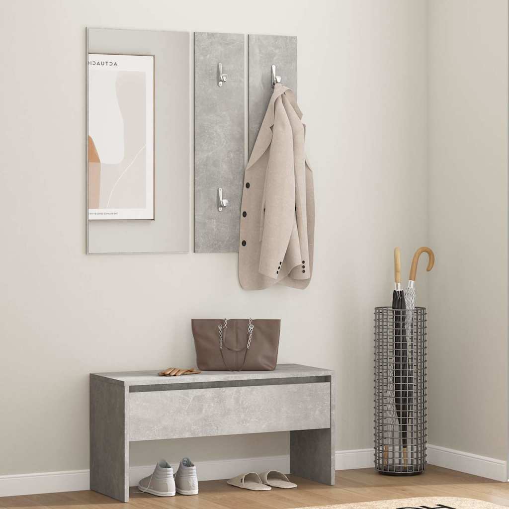 vidaXL Hallway Furniture Set | Concrete grey | Engineered wood, acrylic 1